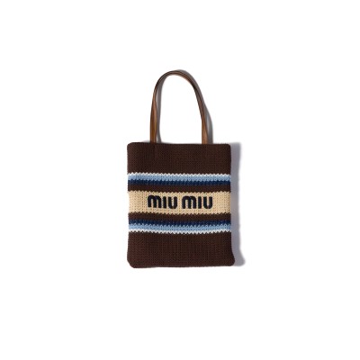 MIU MIU RAFFIA-EFFECT WOVEN TOTE BAG 5BG248 (41*32cm)
