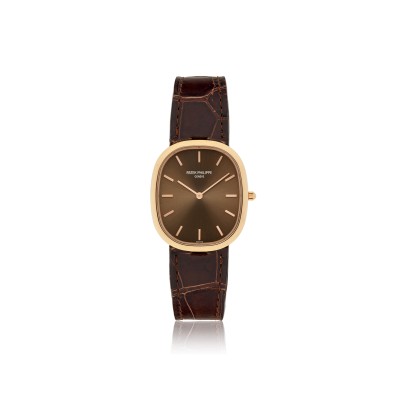 PATEK PHILIPPE ROSE GOLD ELLIPSE WITH BROWN GOLD DIAL 31x35.5MM 3738100R-001