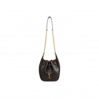 YSL CASSANDRE SUPPLE BUCKET BAG DARK SIGARO 840888AAFC02180 (28*22*9cm)