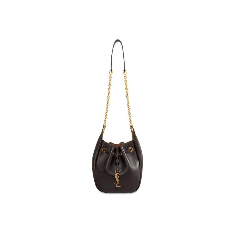 YSL CASSANDRE SUPPLE BUCKET BAG DARK SIGARO 840888AAFC02180 (28*22*9cm)
