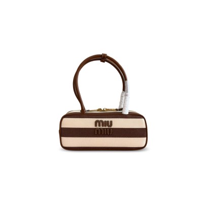 MIU MIU BEAU CANVAS AND LEATHER BAG (28*11.5*8cm)