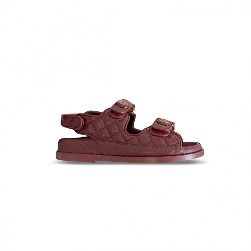 CHANEL SANDALS LAMBSKIN DARK BURGUNDY