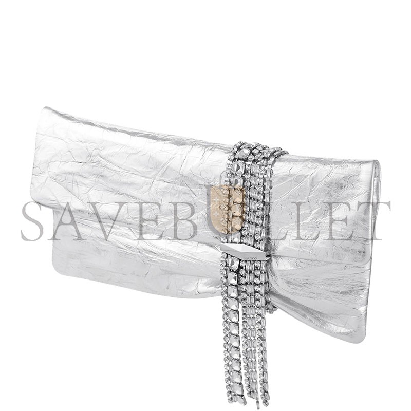 JIMMY CHOOLEATHER-CRYSTAL ZANDRA CLUTCH BAG (25*15.5*3cm)