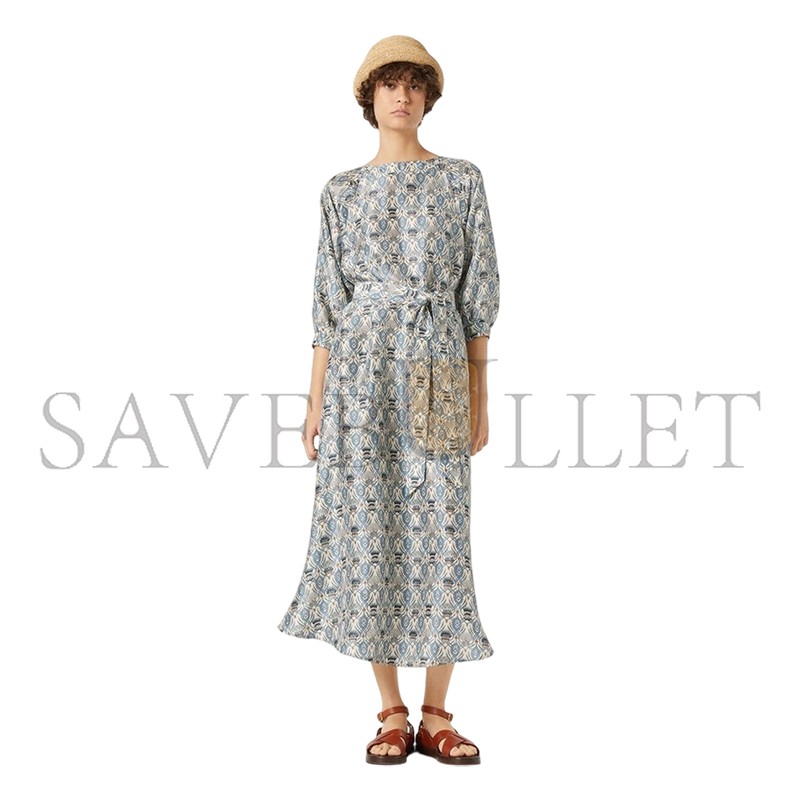 LORO PIANA MILA PRINTED SILK MIDI DRESS