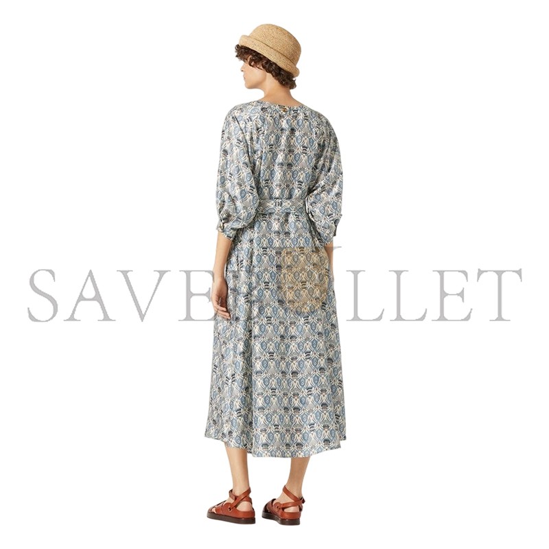 LORO PIANA MILA PRINTED SILK MIDI DRESS
