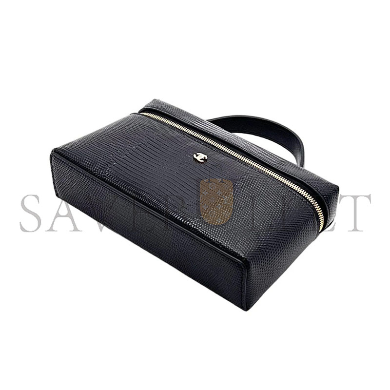 CHANEL MASTER TRENDY HANDLE SLIM VANITY LIZARD EMBOSSED CALFSKIN BLACK (19*12*5cm) 
