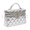 CHANEL VANITY CLUTCH WITH CHAIN CAVIAR SILVER METALLIC AP96126 (19.5*17*5cm)