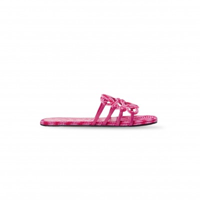LOEWE PETAL ANAGRAM SLIDE IN EMBROIDERED CANVAS LPEA465X11