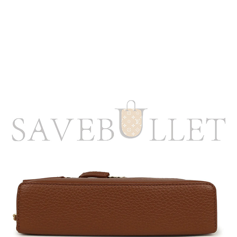 CHANEL MASTER GRAINED CALFSKIN TOP HANDLE SLIM VANITY CASE WITH CHAIN CAMEL CAMEL (19*12*5cm) 