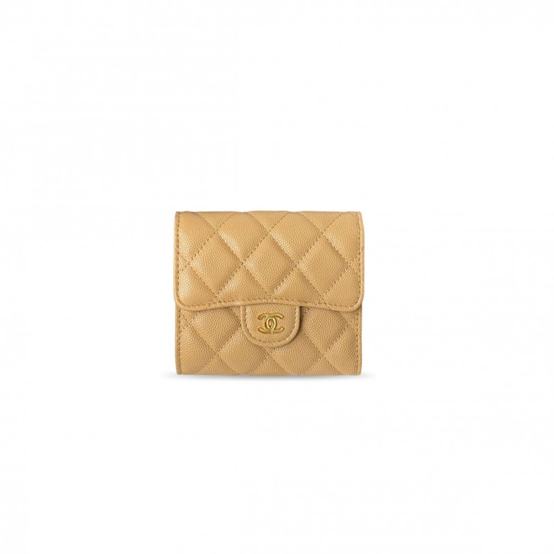 CHANEL MASTER CAVIAR QUILTED COMPACT FLAP WALLET (11.5*10.5*3cm) 