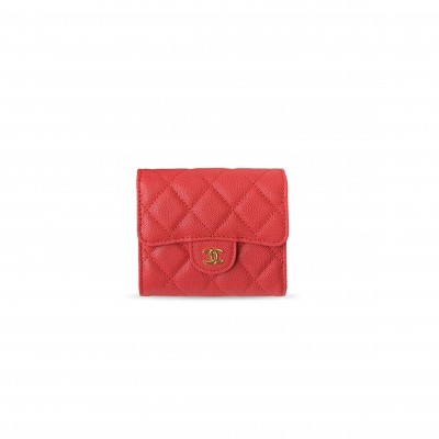 CHANEL MASTER CAVIAR QUILTED COMPACT FLAP WALLET (11.5*10.5*3cm) 