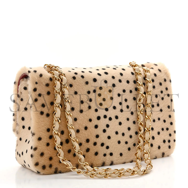 CHANEL MASTER PONY HAIR CHEETAH PRINTED CREATIVE FABRICS FLAP LIGHT BEIGE BLACK (25*15*7cm) 