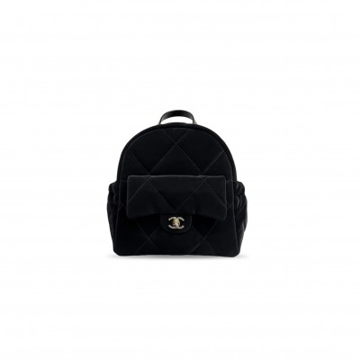 CHANEL BACKPACK SUEDE CALFSKIN BLACK AS5679 (25*25*10cm)