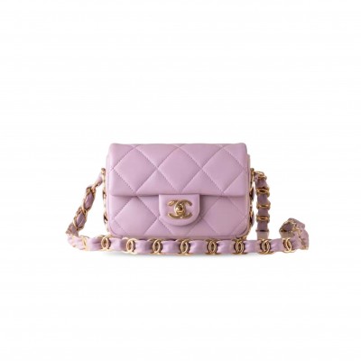 CHANEL 24K MINI PURPLE FLAP BAG AS5175 (17*11*4cm)