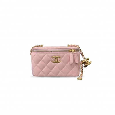 CHANEL PILLOW CRUSH CASE WITH CHAIN SMALL QUILTED LAMBSKIN MAKEUP BAG (17*9.5*8cm) 