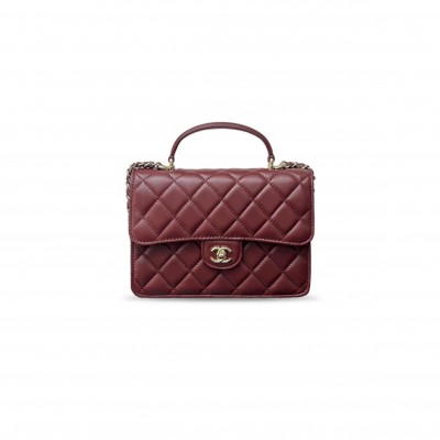 CHANEL SMALL TOP HANDLE FLAP BAG WITH CHAIN QUILTED LAMBSKIN AP4450 (18*14*3cm)