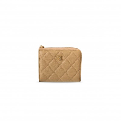 CHANEL MASTER CLASSIC SMALL ZIPPED WALLET IN GRAINED SHINY CALFSKIN AND GOLD TONE METAL AP3999 (11.5*9.5*2cm)