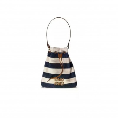 MIU MIU STRIPED BUCKET BAG 5ND016 (23*20cm)