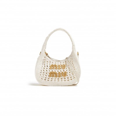 MIU MIU WANDER RAFFIA HOBO BAG 5BC125 (20*17*6cm)