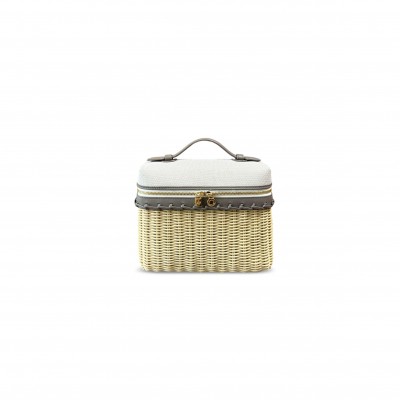 LORO PIANA EXTRA POCKET L21 EAST-WEST WICKER (21*17.5*10cm)