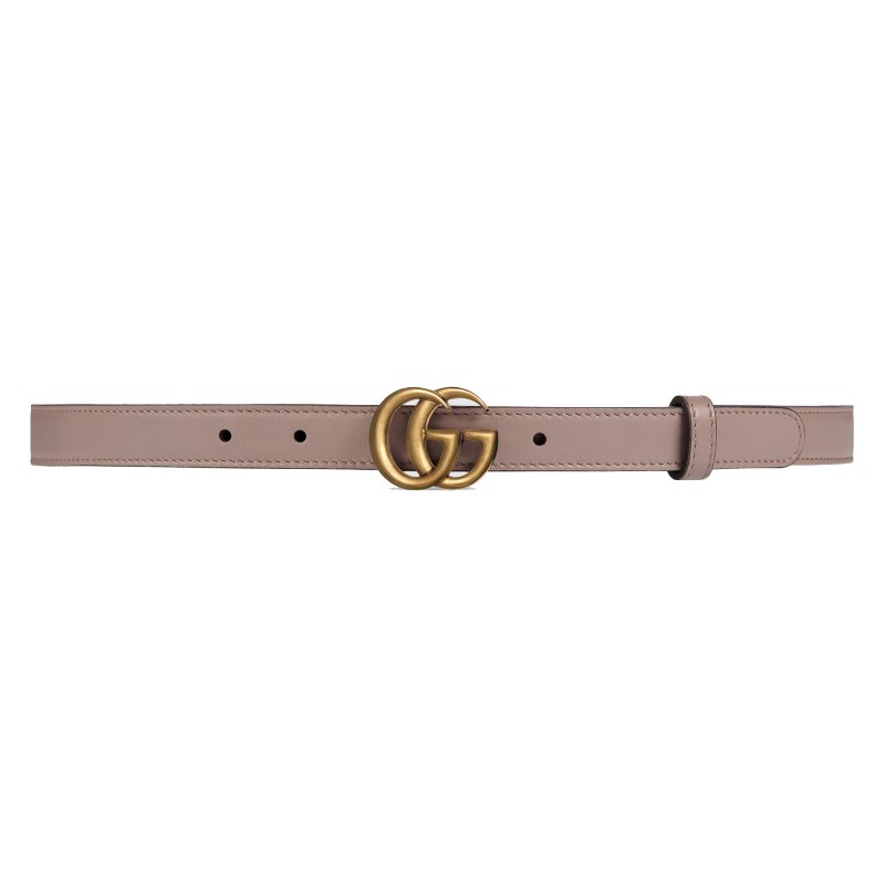 GUCCI LEATHER BELT WITH DOUBLE G BUCKLE 409417 