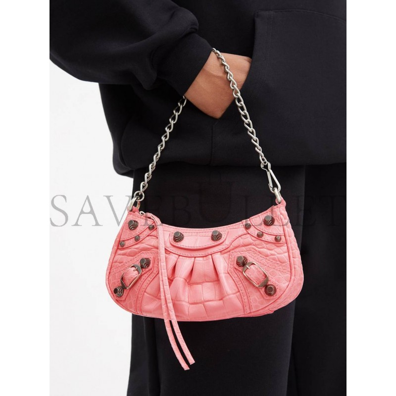 BALENCIAGA PINK LE CAGOLE MINI CROC-EFFECT LEATHER SHOULDER BAG MATCHESFASHION US (20*10*3.5cm)