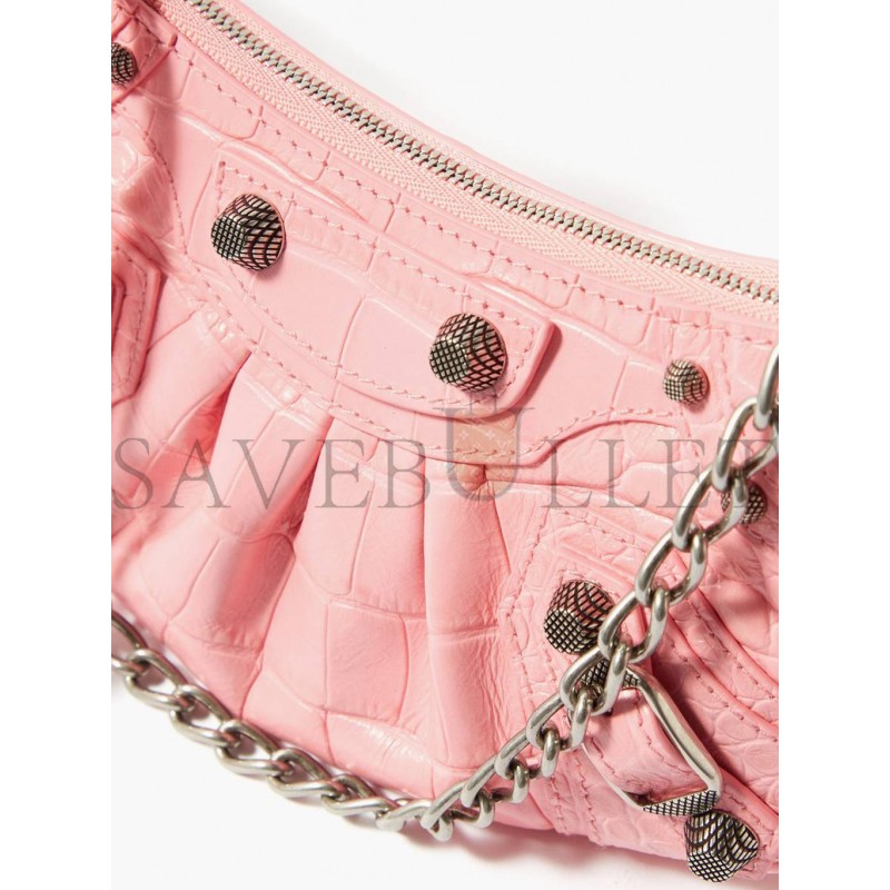 BALENCIAGA PINK LE CAGOLE MINI CROC-EFFECT LEATHER SHOULDER BAG MATCHESFASHION US (20*10*3.5cm)