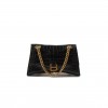 BALENCIAGA BLACK CRUSH CHAIN CROCODILE-EFFECT LEATHER SHOULDER BAG MATCHESFASHION US (25.5*16*6.4cm)