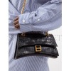 BALENCIAGA BLACK CRUSH CHAIN CROCODILE-EFFECT LEATHER SHOULDER BAG MATCHESFASHION US (25.5*16*6.4cm)