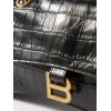 BALENCIAGA BLACK CRUSH CHAIN CROCODILE-EFFECT LEATHER SHOULDER BAG MATCHESFASHION US (25.5*16*6.4cm)