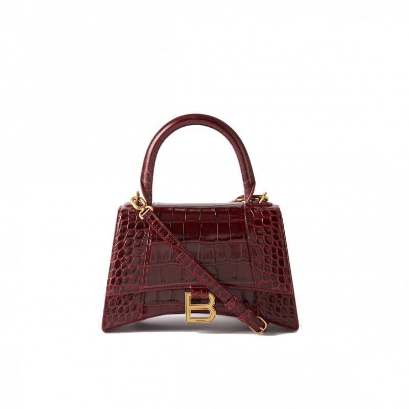 BALENCIAGA RED HOURGLASS S CROCODILE-EFFECT LEATHER BAG MATCHESFASHION US (22.5*14.5*10cm)