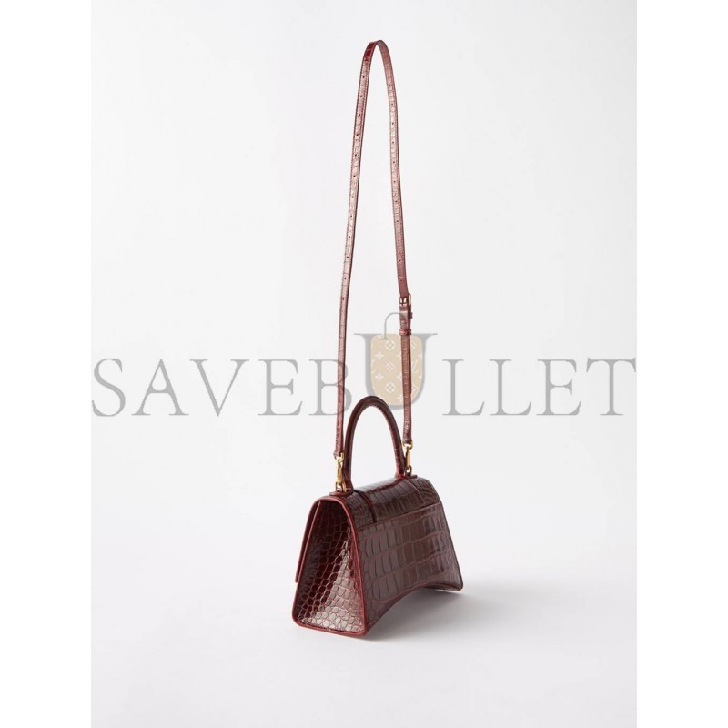 BALENCIAGA RED HOURGLASS S CROCODILE-EFFECT LEATHER BAG MATCHESFASHION US (22.5*14.5*10cm)