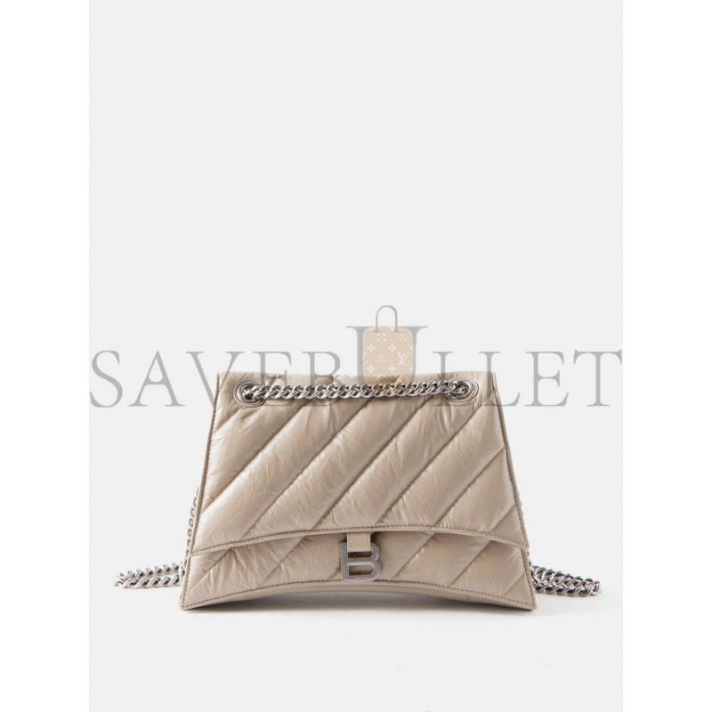 BALENCIAGA BEIGE CRUSH MEDIUM CREASED-LEATHER SHOULDER BAG MATCHESFASHION US (32*18*11cm)