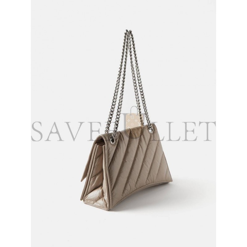 BALENCIAGA BEIGE CRUSH MEDIUM CREASED-LEATHER SHOULDER BAG MATCHESFASHION US (32*18*11cm)