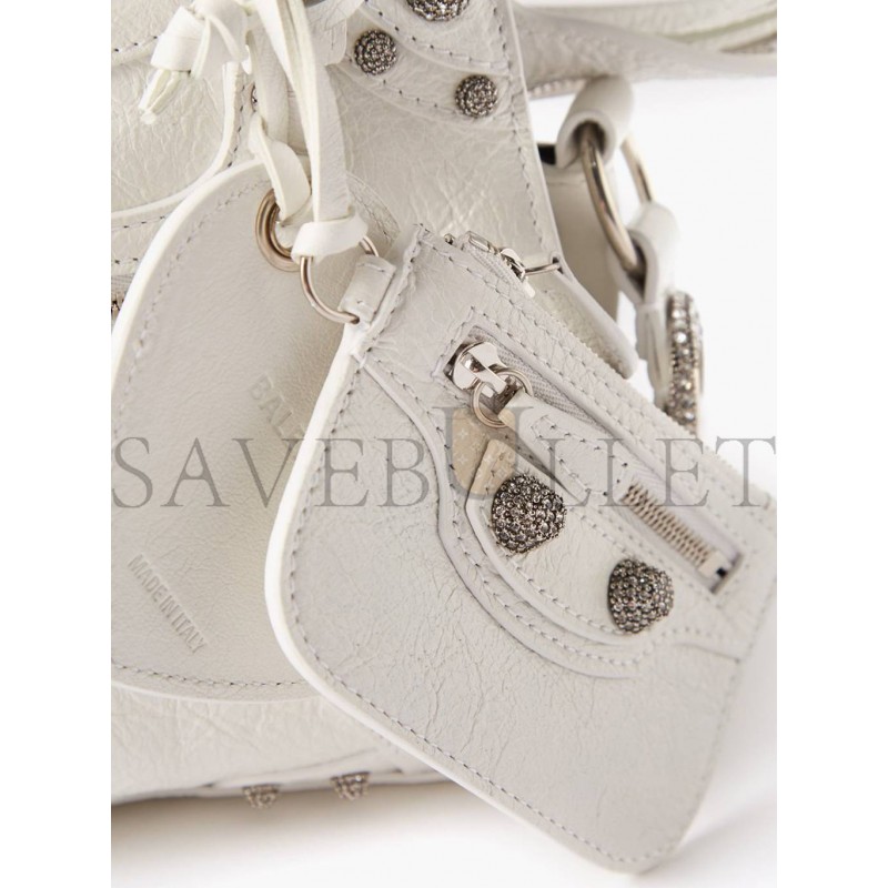 BALENCIAGA WHITE NEO CAGOLE XS LEATHER SHOULDER BAG MATCHESFASHION US (25.5*16.7*11cm)