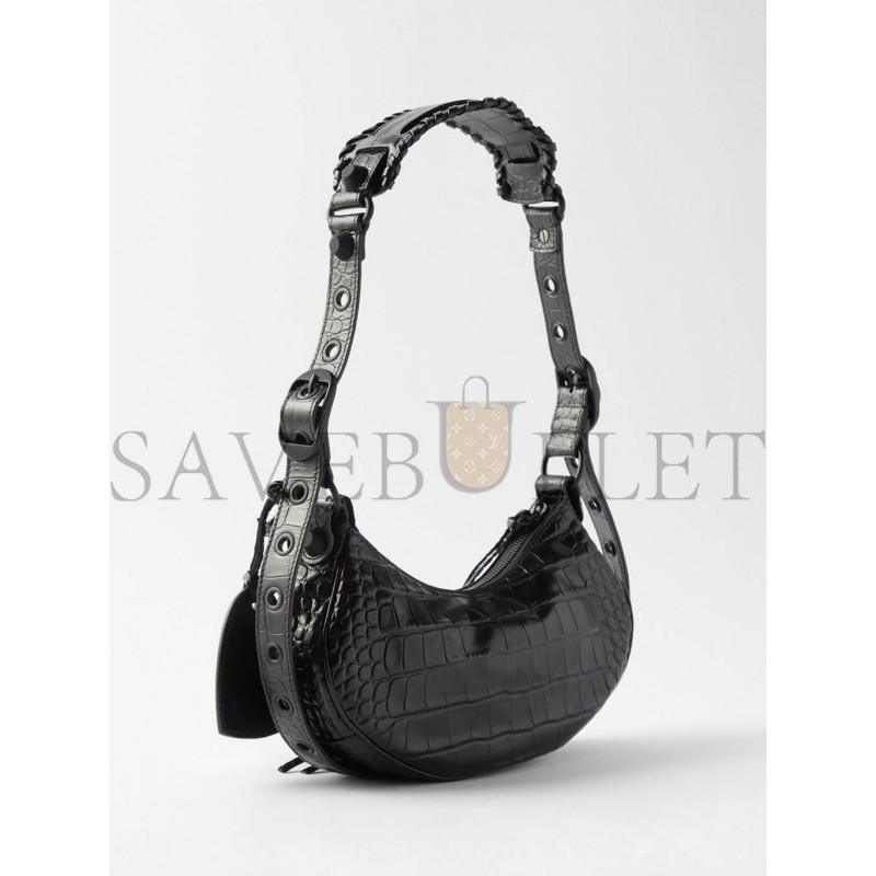 BALENCIAGA BLACK LE CAGOLE XS CROC-EFFECT LEATHER SHOULDER BAG  MATCHESFASHION US (25.6*11.4*7.3cm)