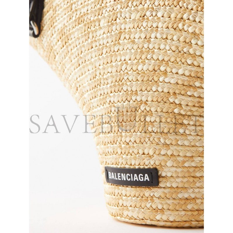 BALENCIAGA BEIGE MEDIUM LEATHER-TRIM BASKET BAG MATCHESFASHION US (40.5*28*15cm)
