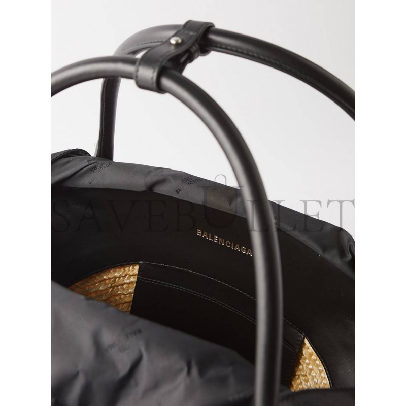 BALENCIAGA BEIGE MEDIUM LEATHER-TRIM BASKET BAG MATCHESFASHION US (40.5*28*15cm)