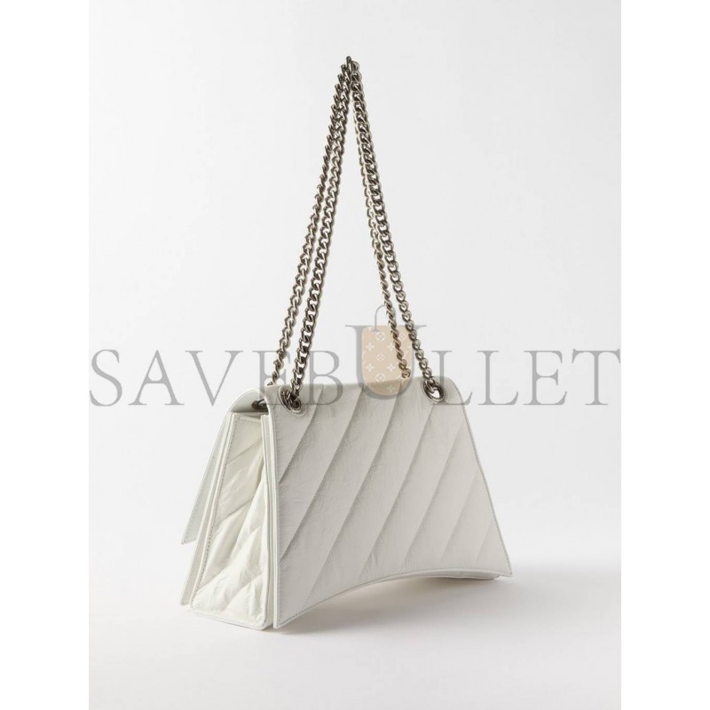 BALENCIAGA WHITE CRUSH S QUILTED CREASED-LEATHER SHOULDER BAG MATCHESFASHION US (25*14.9*10cm)