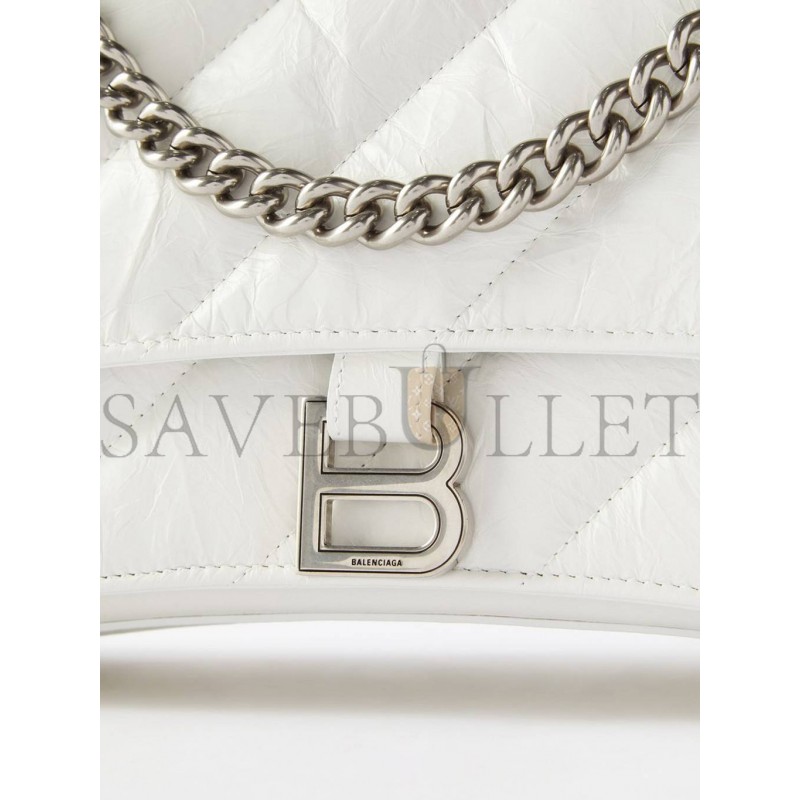 BALENCIAGA WHITE CRUSH S QUILTED CREASED-LEATHER SHOULDER BAG MATCHESFASHION US (25*14.9*10cm)