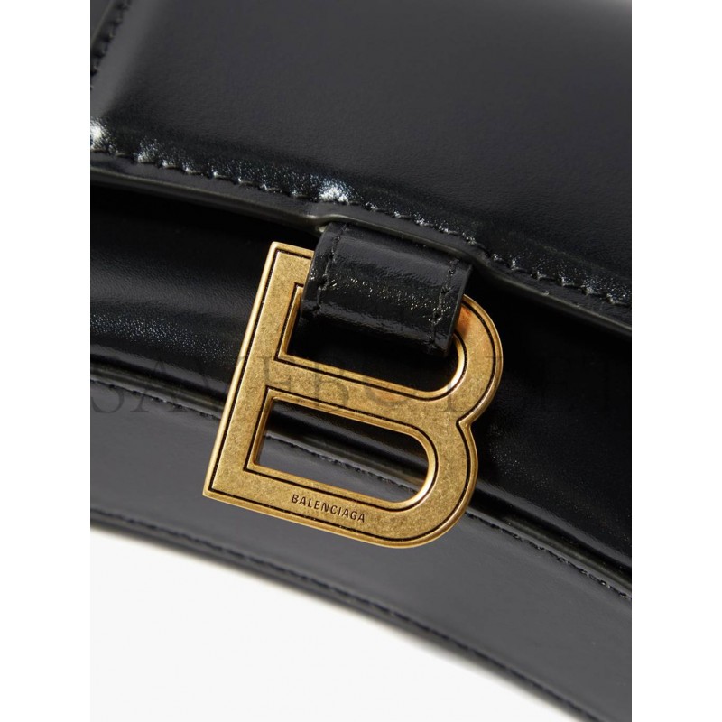 BALENCIAGA BLACK HOURGLASS MINI LEATHER CROSS-BODY BAG  MATCHESFASHION US (19.5*12*5cm)