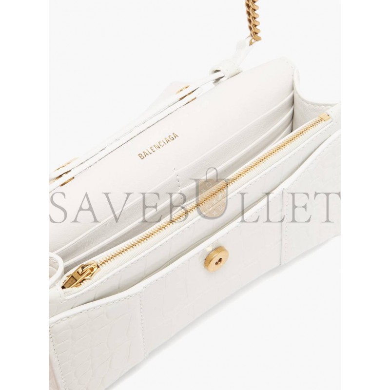 BALENCIAGA WHITE HOURGLASS CROCODILE-EFFECT LEATHER CROSS-BODY BAG MATCHESFASHION US (19.8*12.1*5cm)