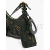 BALENCIAGA GREEN CAGOLE XS CROC-EFFECT LEATHER SHOULDER BAG MATCHESFASHION US (25.4*14*6cm)