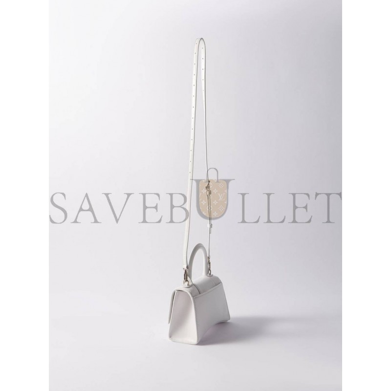 BALENCIAGA WHITE HOURGLASS XS CRYSTAL-LOGO LEATHER BAG MATCHESFASHION US (19*11.5*7.5cm)