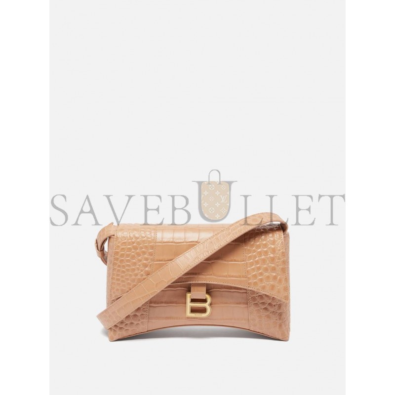 BALENCIAGA NEUTRAL DOWNTOWN XS CROCODILE-EFFECT LEATHER BAG  MATCHESFASHION US (25.9*16.5*7.1cm)