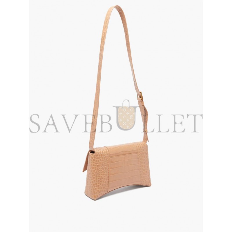 BALENCIAGA NEUTRAL DOWNTOWN XS CROCODILE-EFFECT LEATHER BAG  MATCHESFASHION US (25.9*16.5*7.1cm)