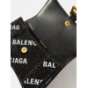 BALENCIAGA BLACK HOURGLASS XS CRYSTAL-EMBELLISHED HANDBAG MATCHESFASHION US (19*12*6.6cm)