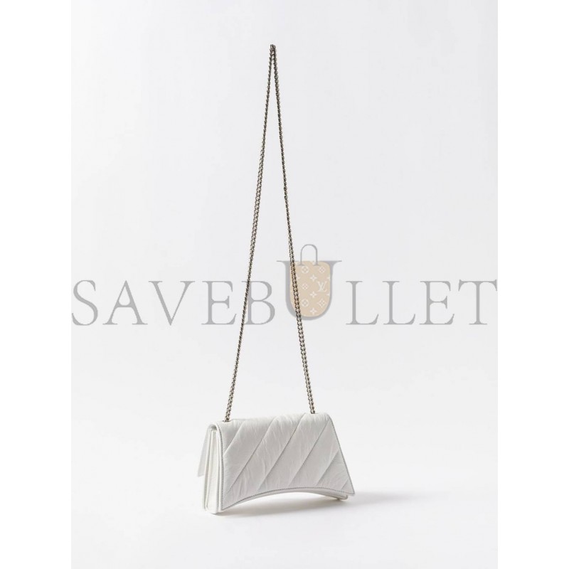 BALENCIAGA WHITE CRUSH S QUILTED CREASED-LEATHER CROSS-BODY BAG MATCHESFASHION US (21.5*11*5cm)