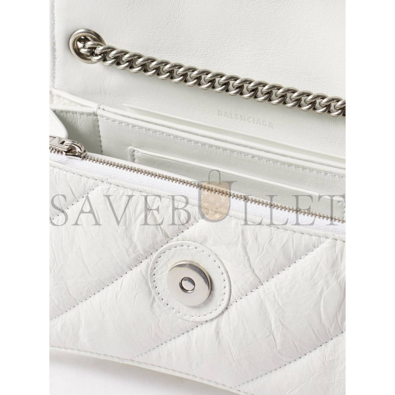 BALENCIAGA WHITE CRUSH S QUILTED CREASED-LEATHER CROSS-BODY BAG MATCHESFASHION US (21.5*11*5cm)