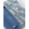 BALENCIAGA BLUE HOURGLASS LOGO-PRINT DENIM CROSS-BODY BAG MATCHESFASHION US (19.5*12*4cm)